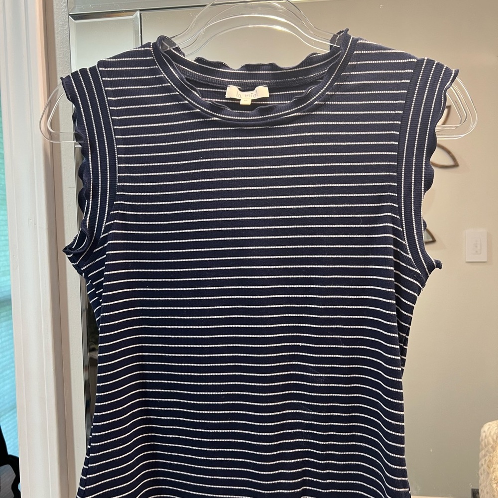 Navy Striped Sleeveless Top